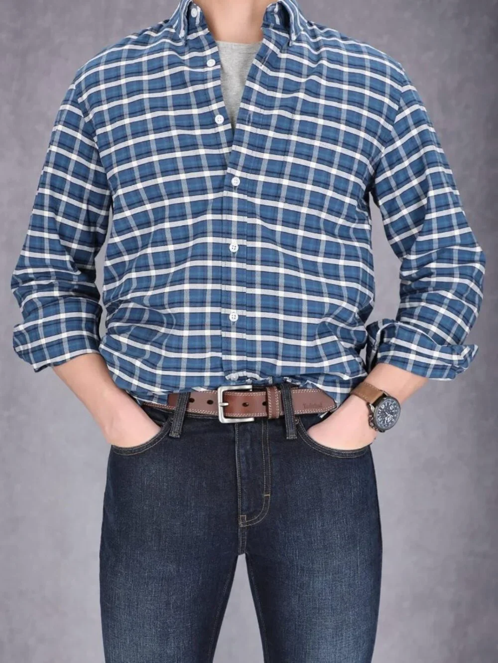 Classic Leather Jean Belt for Men - 1.4